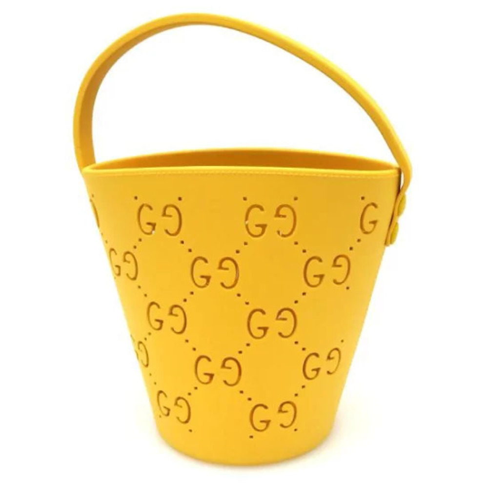 Gucci GG cutout rubber top Handle bucket bag yellow